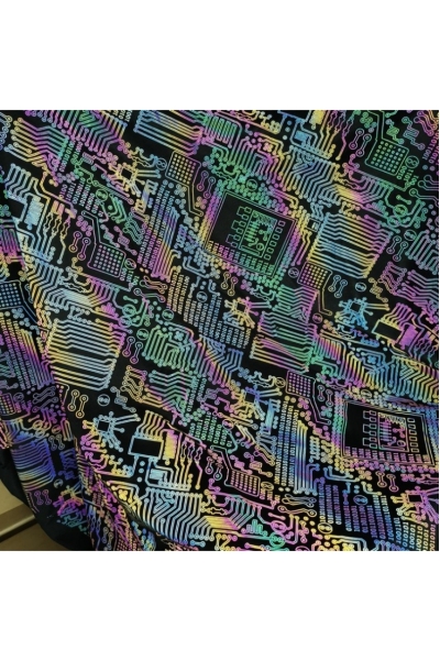 DG-CW Holographic Reflective Printed Fabric; English Letter Print; Holographic Reflective Fabric; Printed Reflective Fabric; Size: Width 1.37m; Thickness: 0.5mm; Base Fabric: 100% Polyester / Polyester-Cotton / Polyester-Spandex; Reflectivity: 330-450 cd/ detail view-4
